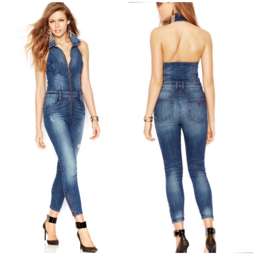 Guess Denim Halter Jumpsuit